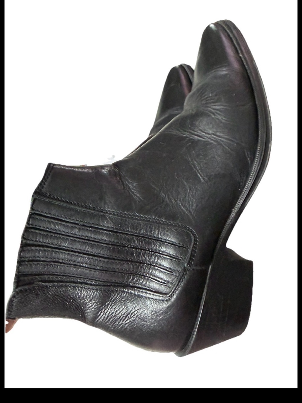 Zara Black Pointed-Toe Feau Leather Ankle Boots EU40 US 9.5 - Picture 2 of 12